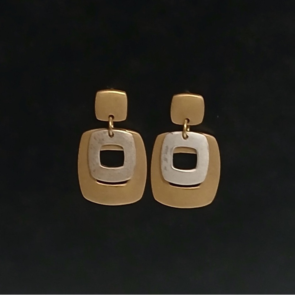 Elegant Gold and Silver Geometric Earrings
